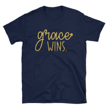 Load image into Gallery viewer, Grace Wins women's  Christian T-Shirt FaithForHearts
