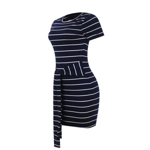 Blue And White Striped Casual Dress | Ladies Royal Blue Dresses