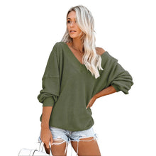 Load image into Gallery viewer, long sleeve v neck top womens