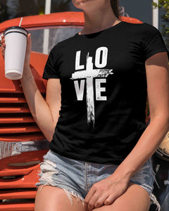 Christian Love T-Shirt with Cross - Christian Shirts for Women - FaithForHearts