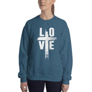 Christian Sweatshirt For Women | Love with Cross T Shirt | Women's Christian Tees | Women T Shirt | Christian T Shirts | Women's Shirts