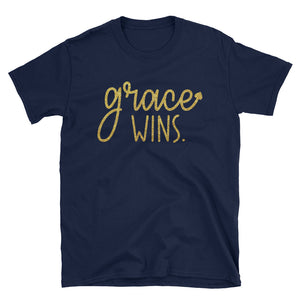 Grace Wins women's  Christian T-Shirt FaithForHearts