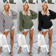 Load image into Gallery viewer, Womens Long Sleeve V Neck Blouse