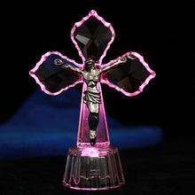Load image into Gallery viewer, Christian Crystal Cross With Jesus Home Decorative