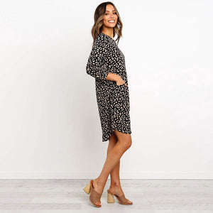 Bohemian Summer Beach Leopard Print O-neck Dress